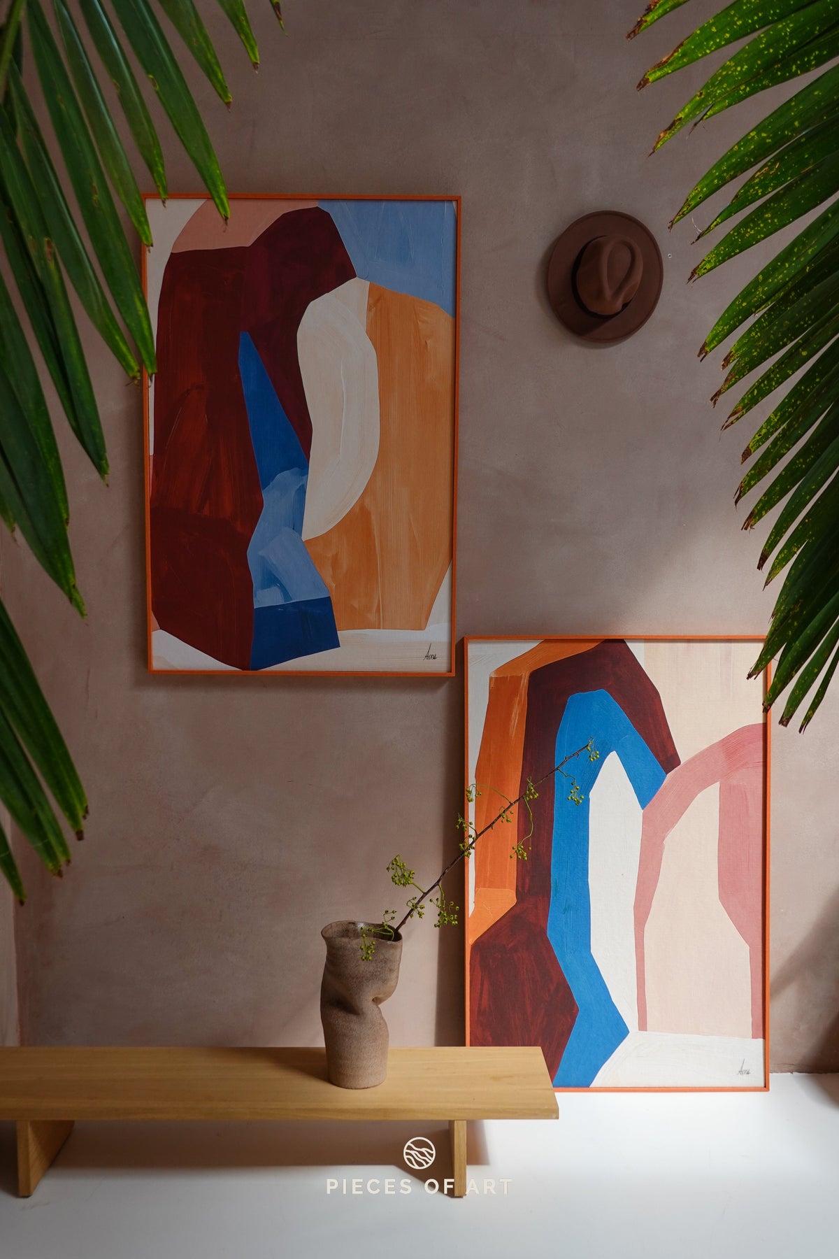 Acoustic art panel in a living room setting