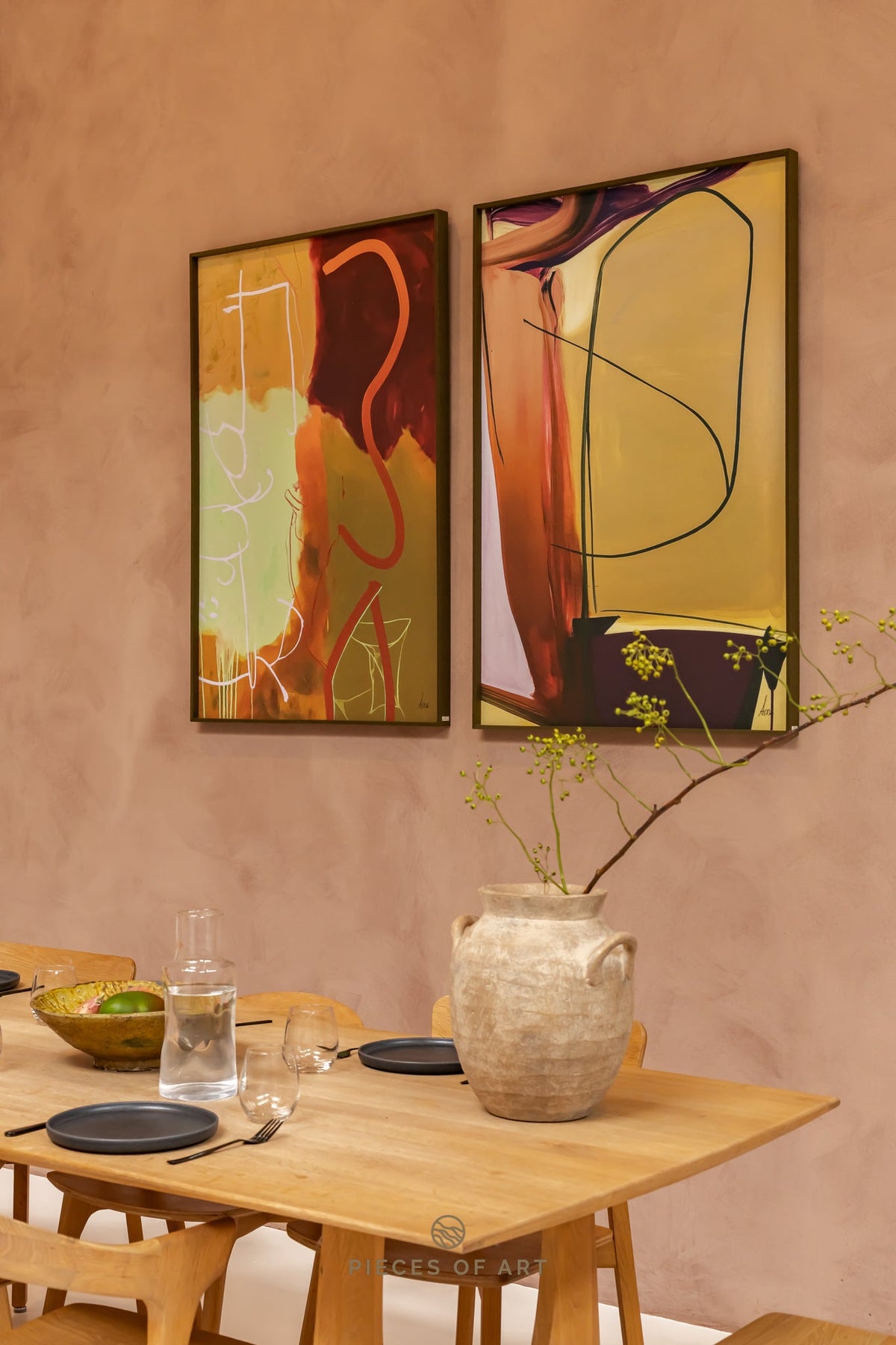 Acoustic artwork, in a living room, with noise reduction