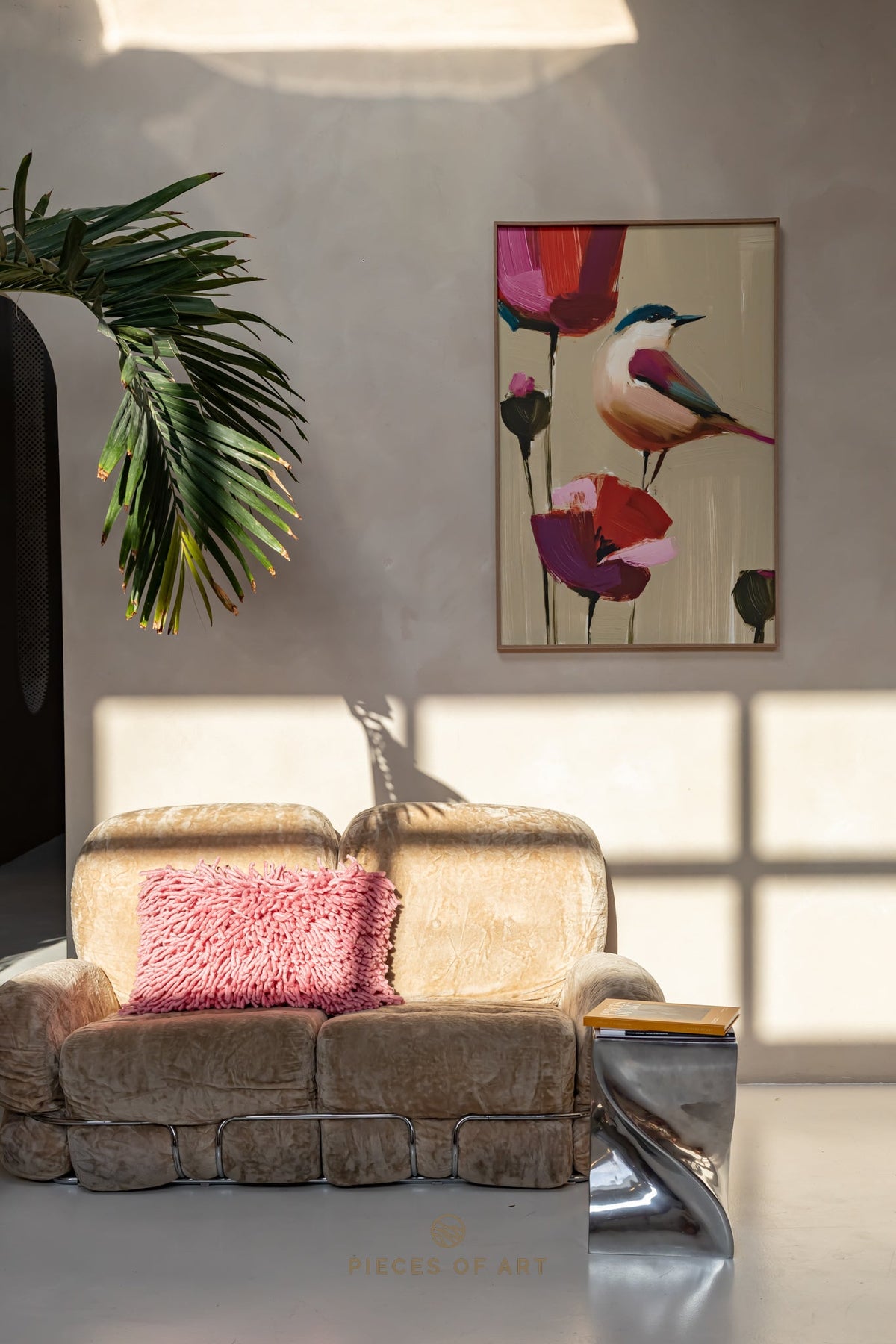Acoustic painting, in a hallway, design-forward