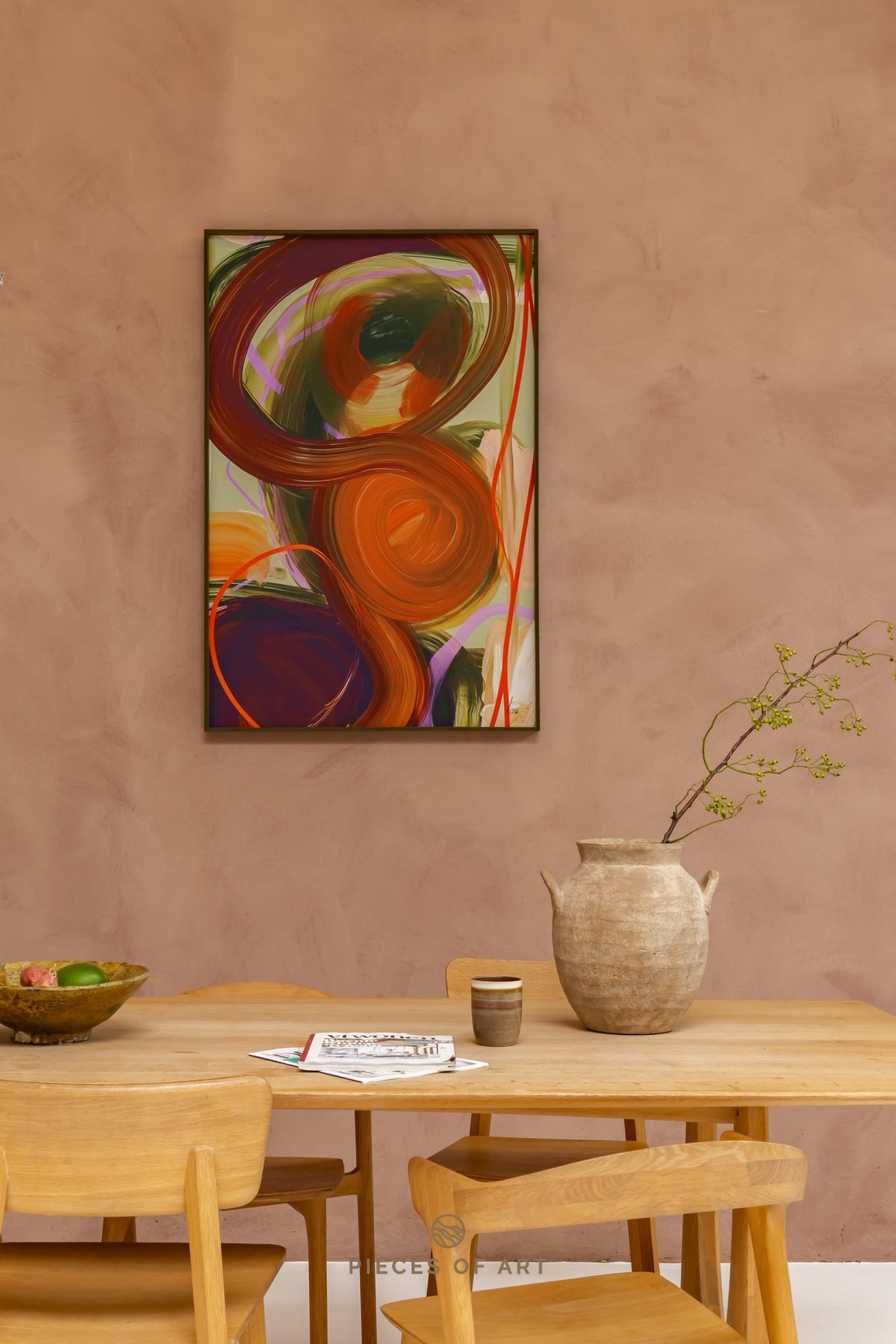 Sound-dampening painting, in a bedroom