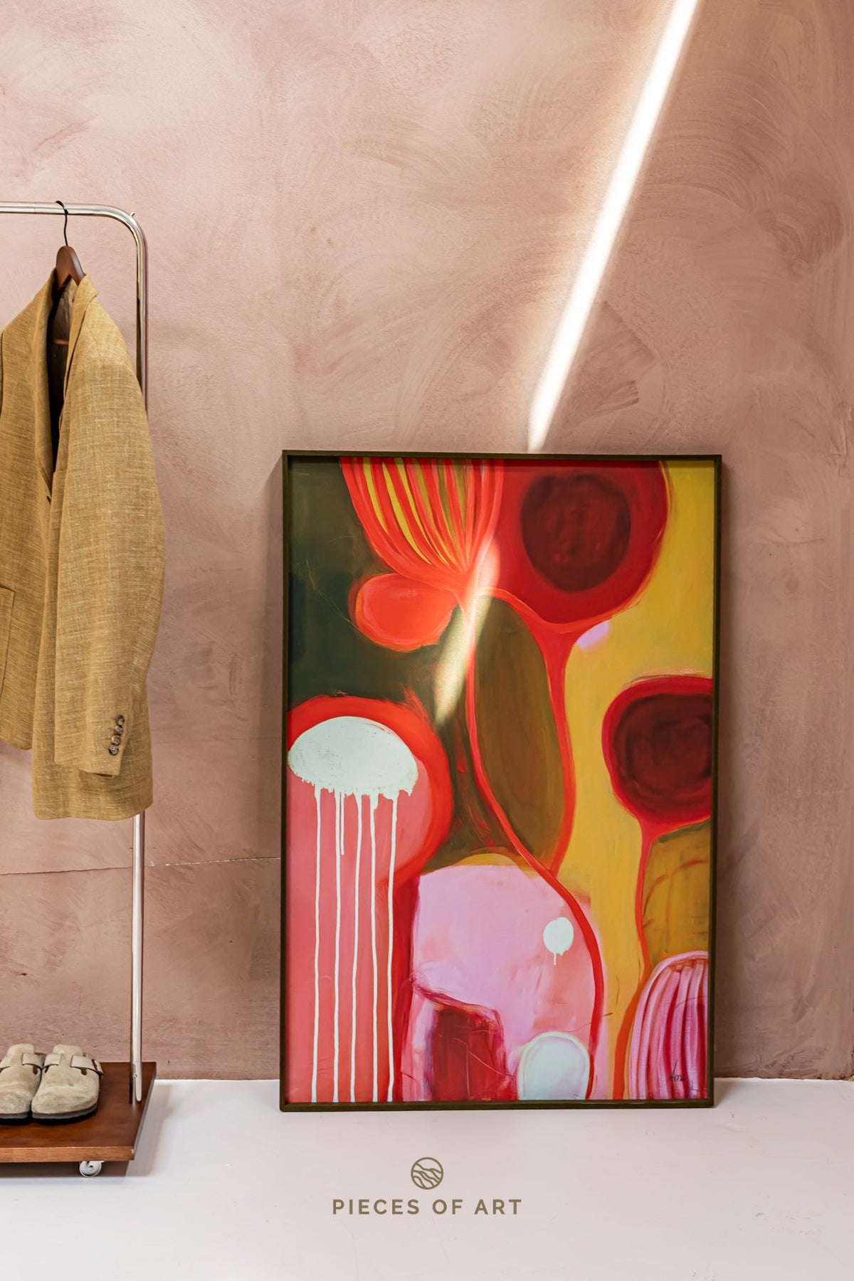 Recycled felt artwork, open-plan office