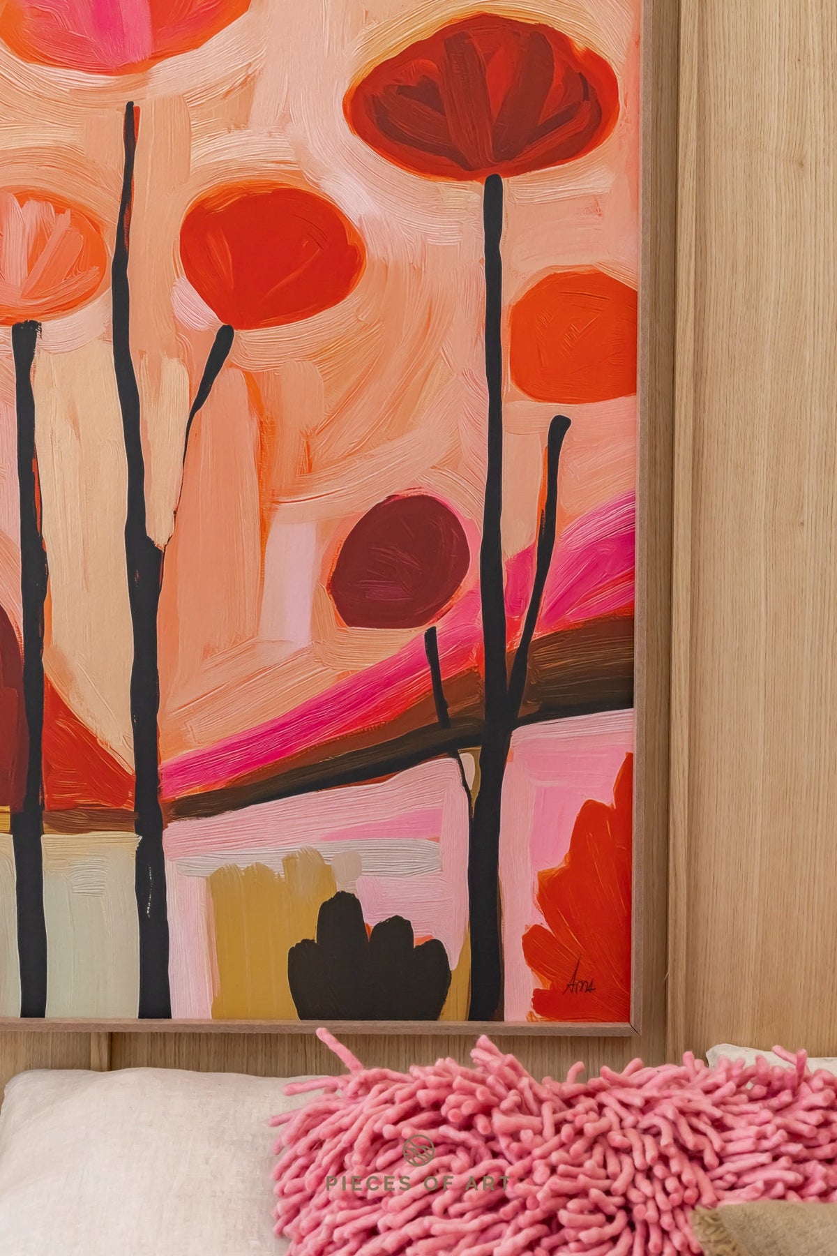 Kunstwerk aus recyceltem Filz, im Homeoffice