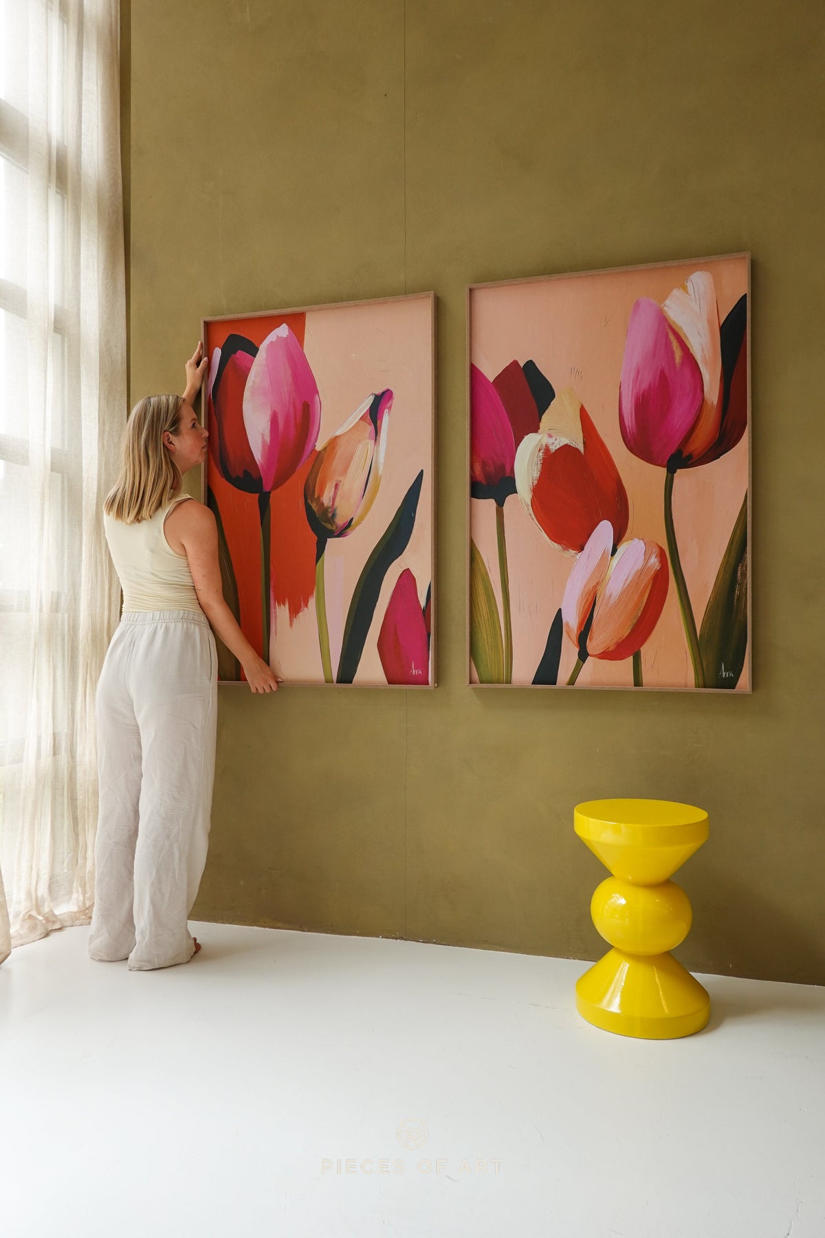 Close-up of the artwork's print detail on the felt panel
