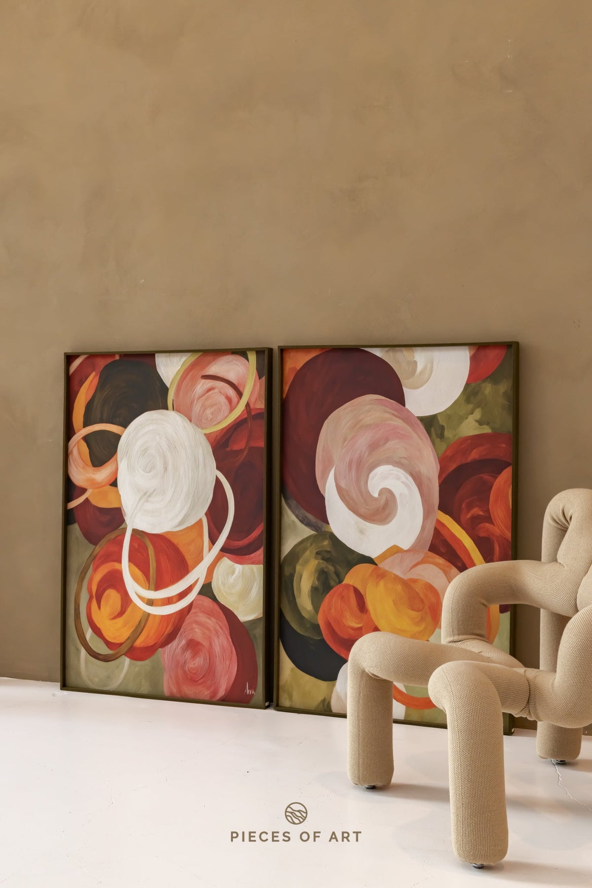 Acoustic painting, in a dining room, design-forward