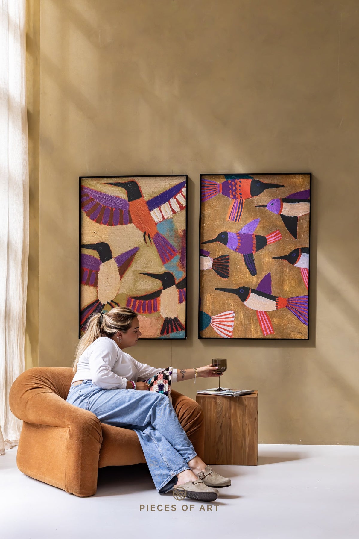 Acoustic painting, in a dining room, for a quieter room