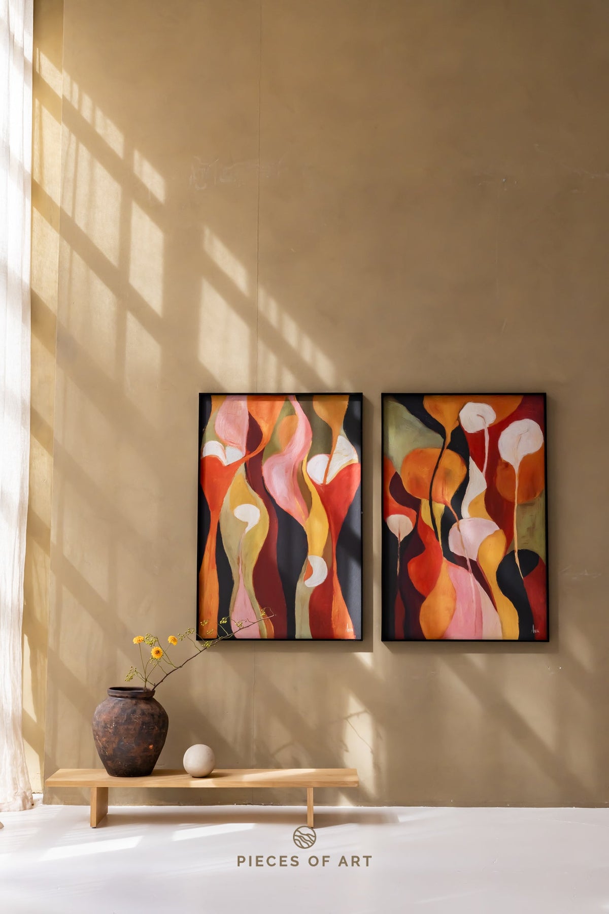 Acoustic painting, in a bedroom, interior