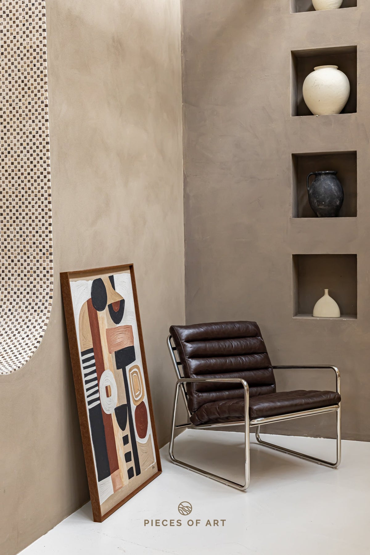 Acoustic felt panel, in a hallway
