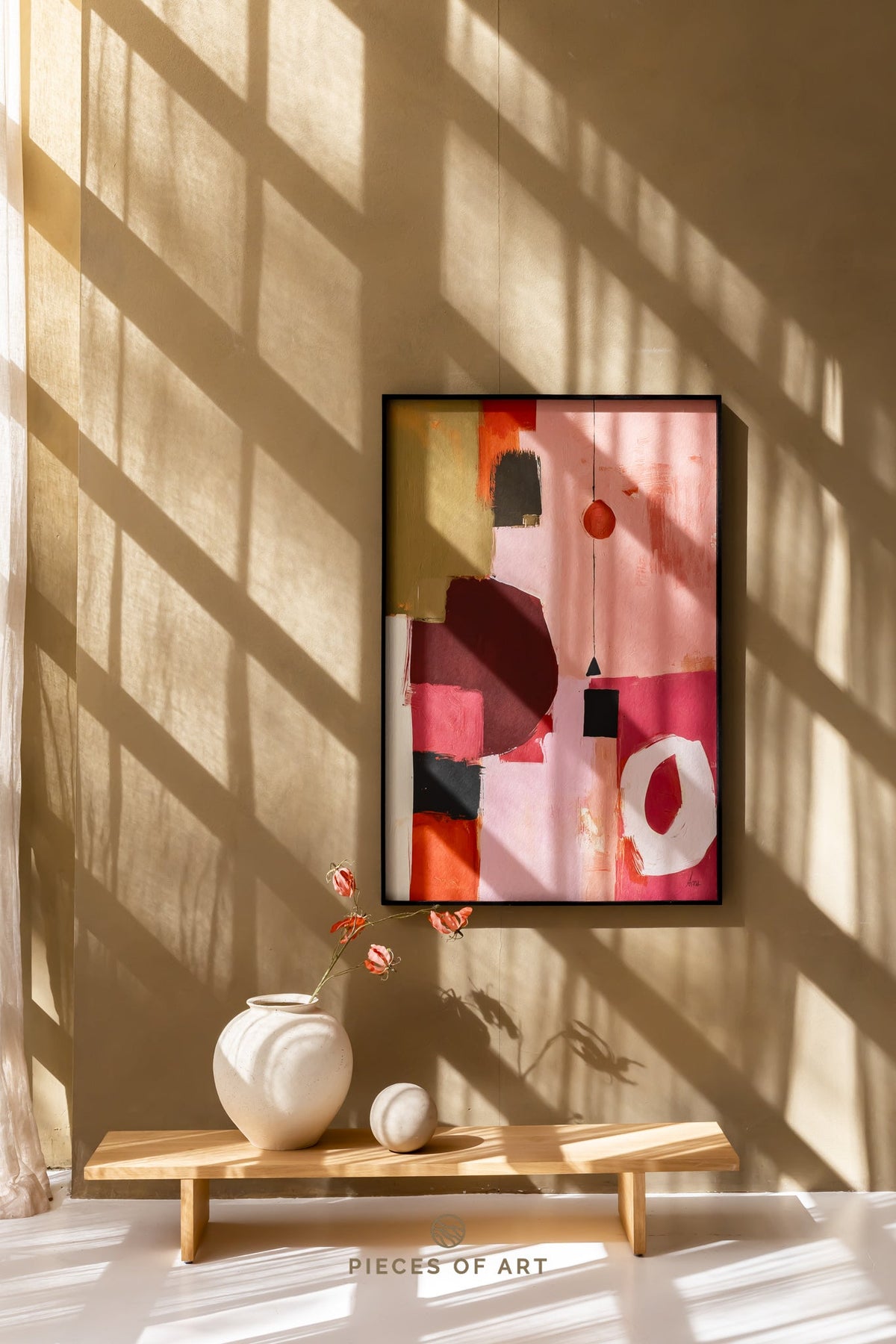 Acoustic wall panel, in a living room, modern
