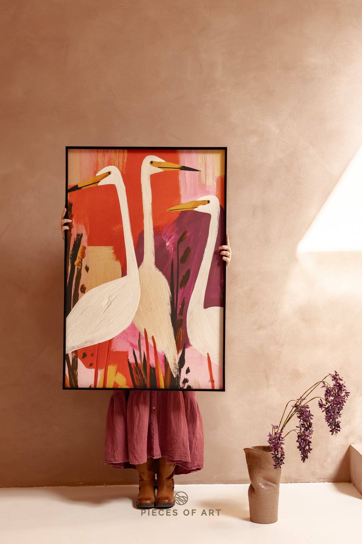 Acoustic art panels, in a hallway