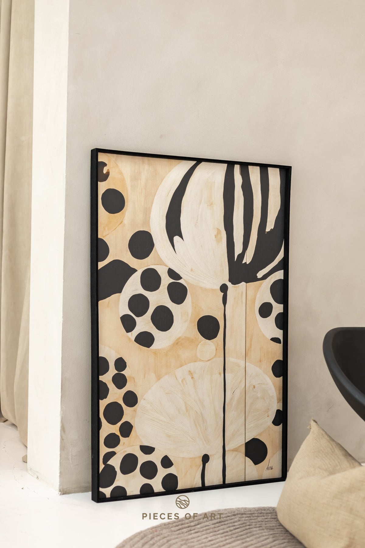 Acoustic art panels, in a hotel room