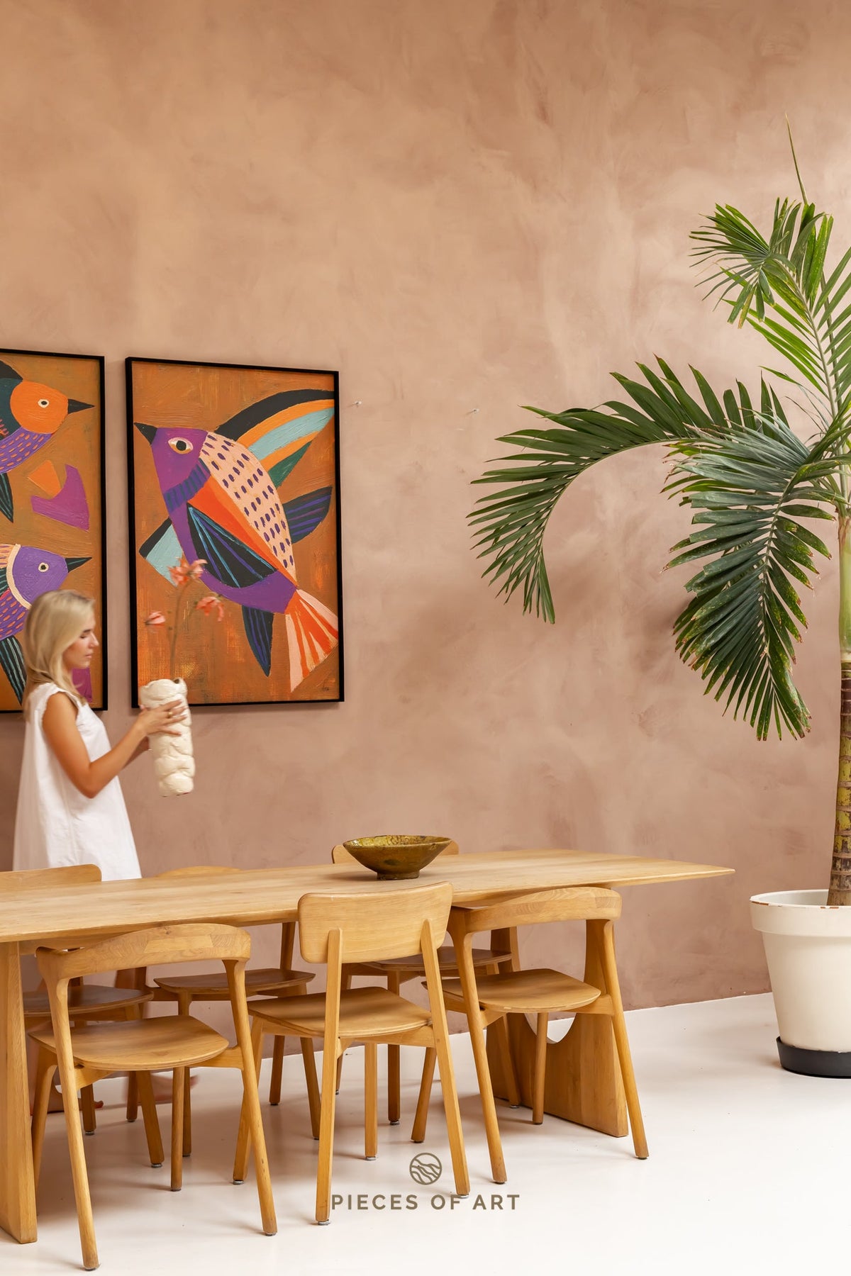 Acoustic wall decor, in a dining room, design-forward