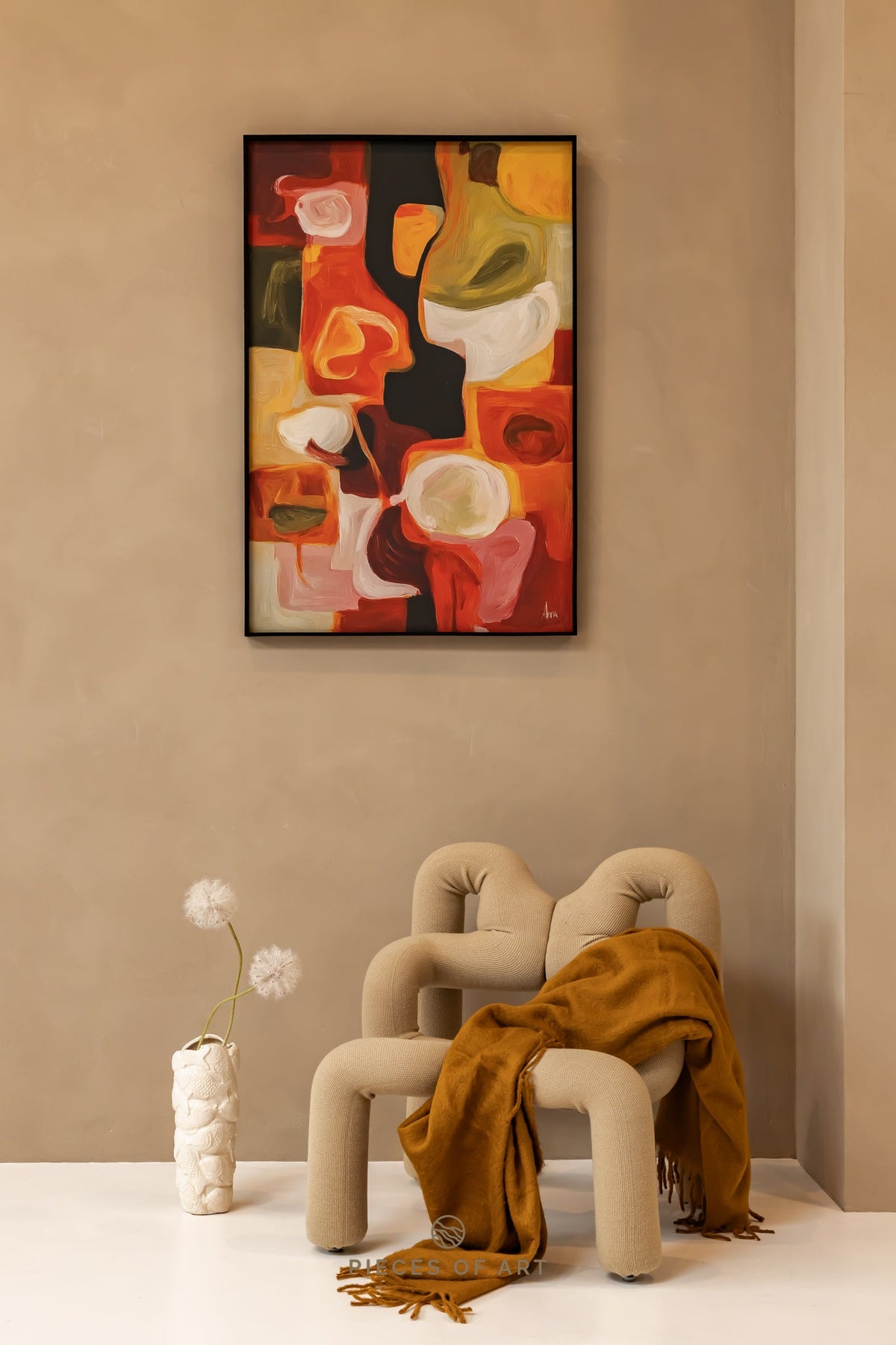 Acoustic wall decor, in an office, minimalist