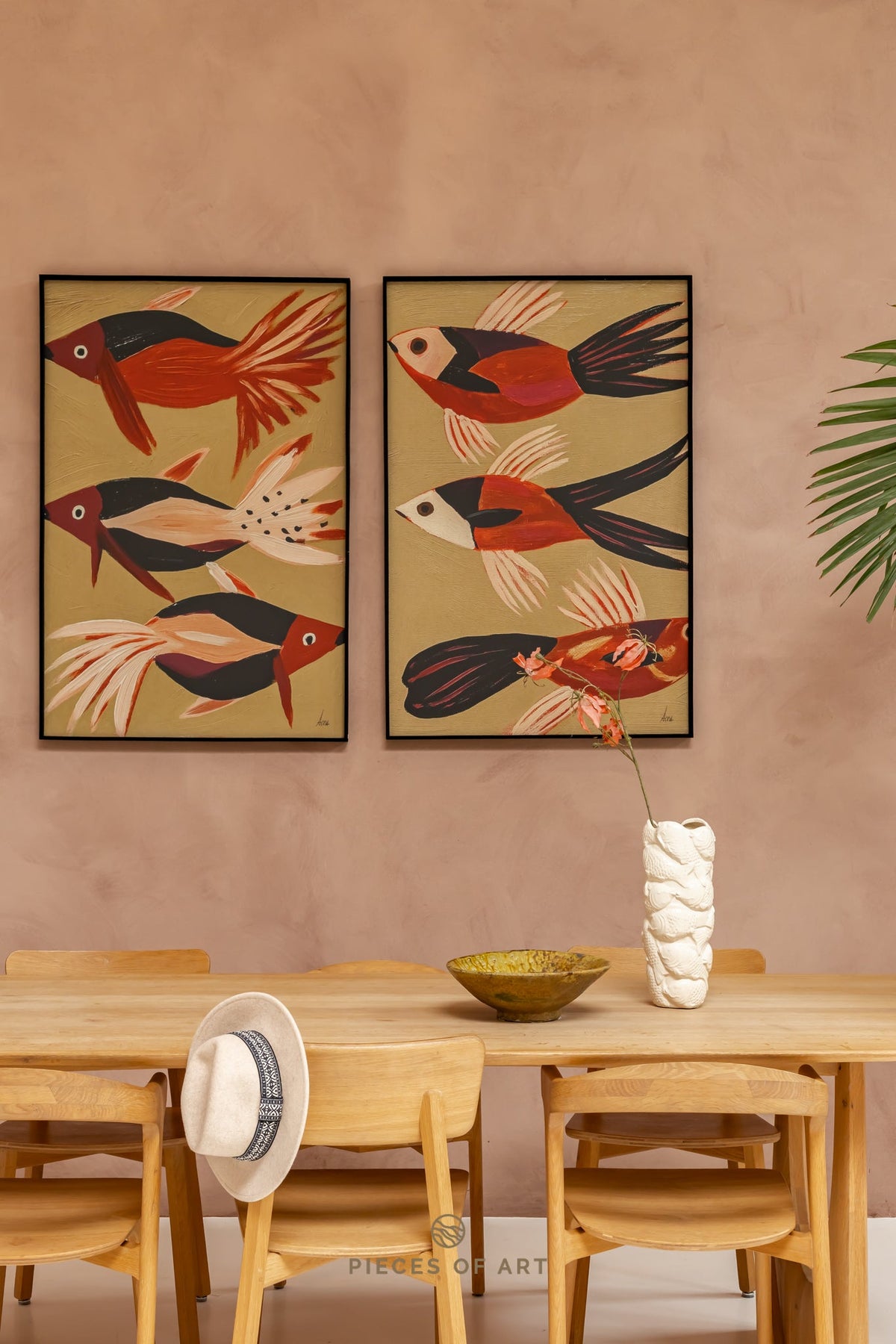 Acoustic wall art, with a botanical design
