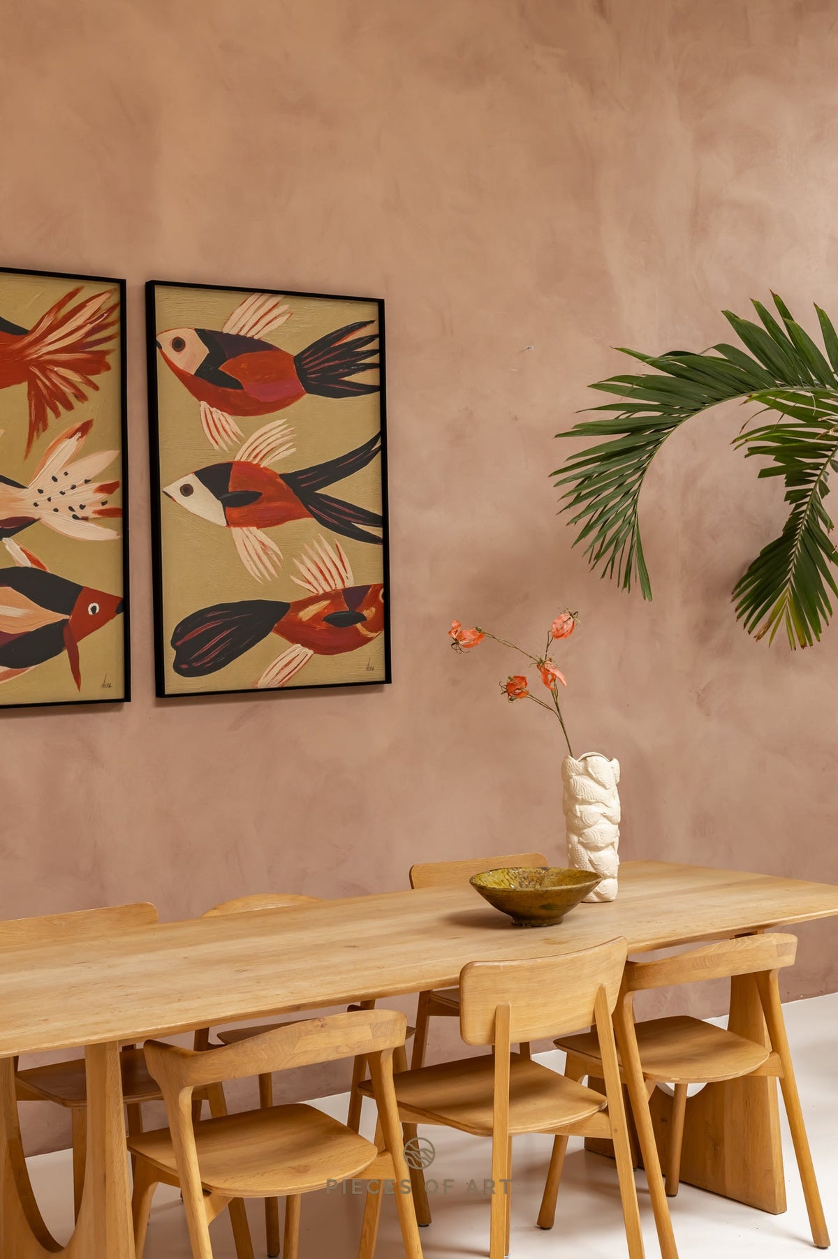 Sound-absorbing artwork, in a hallway, with noise reduction