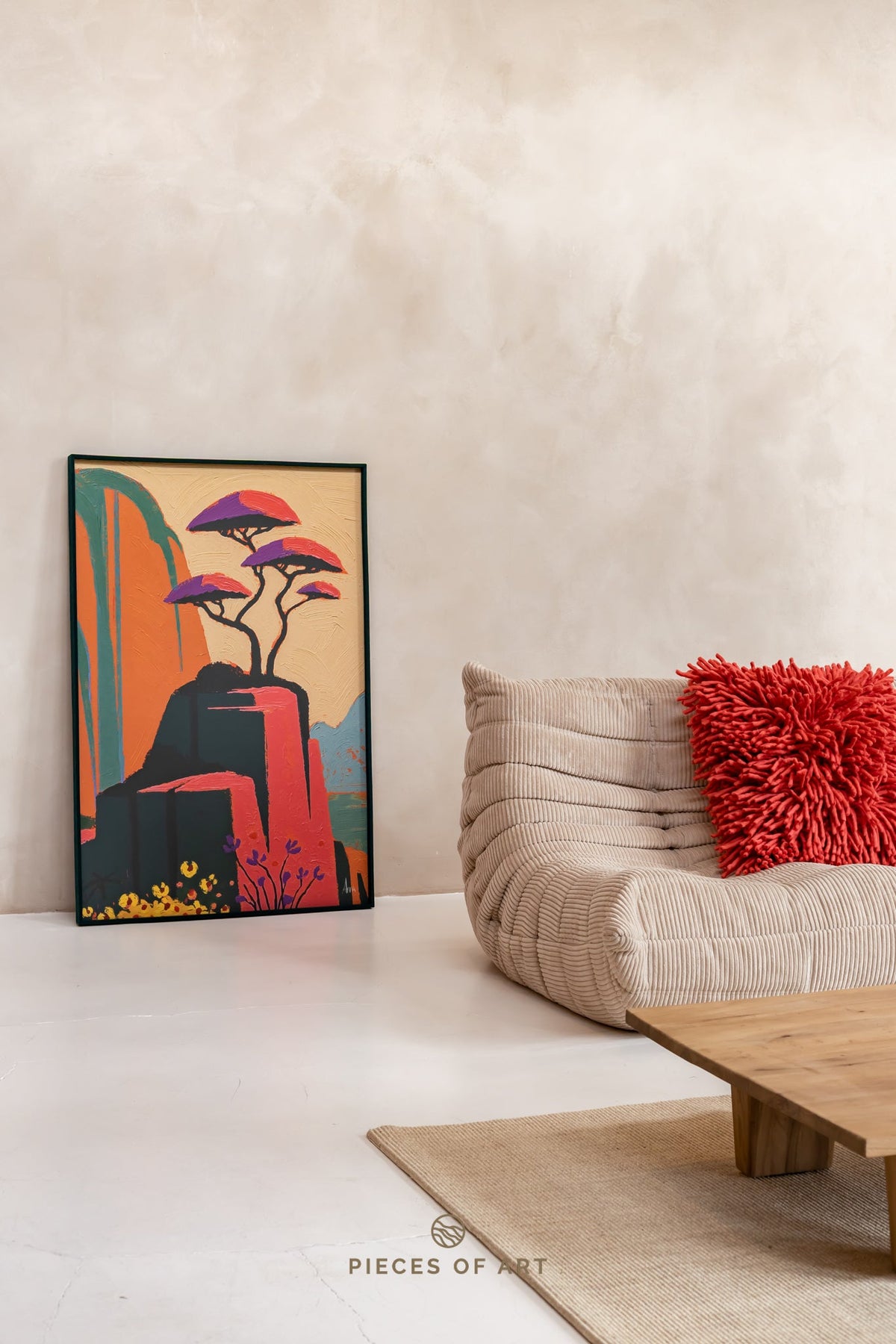 Sound-absorbing artwork, in a hotel, for a quieter room
