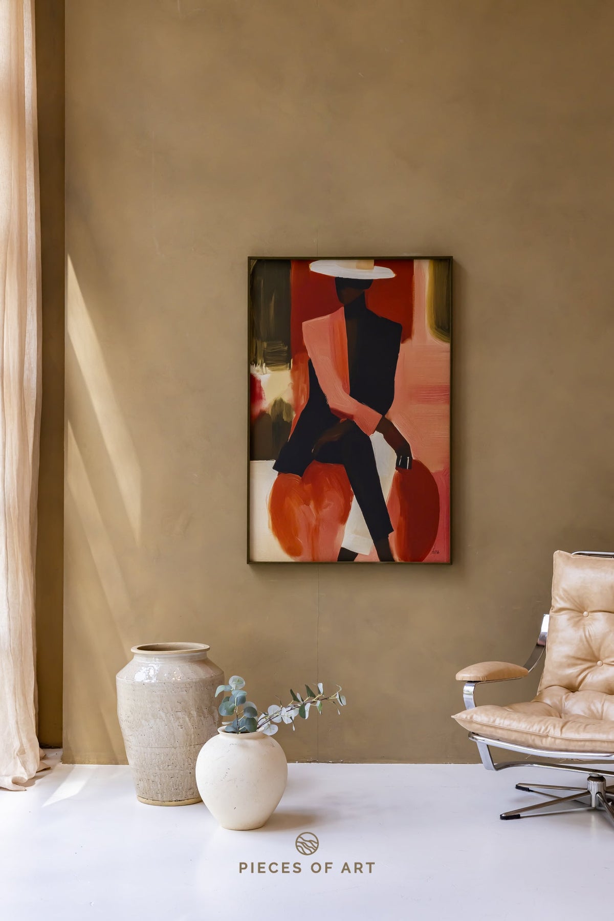 Sound-absorbing artwork, in a bedroom, for a calmer room