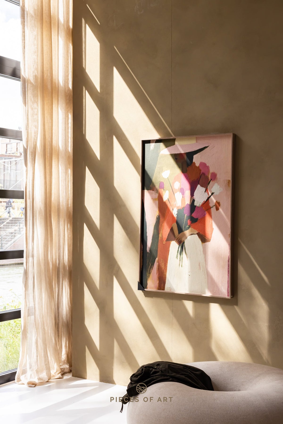 Sound-absorbing artwork, in a bedroom
