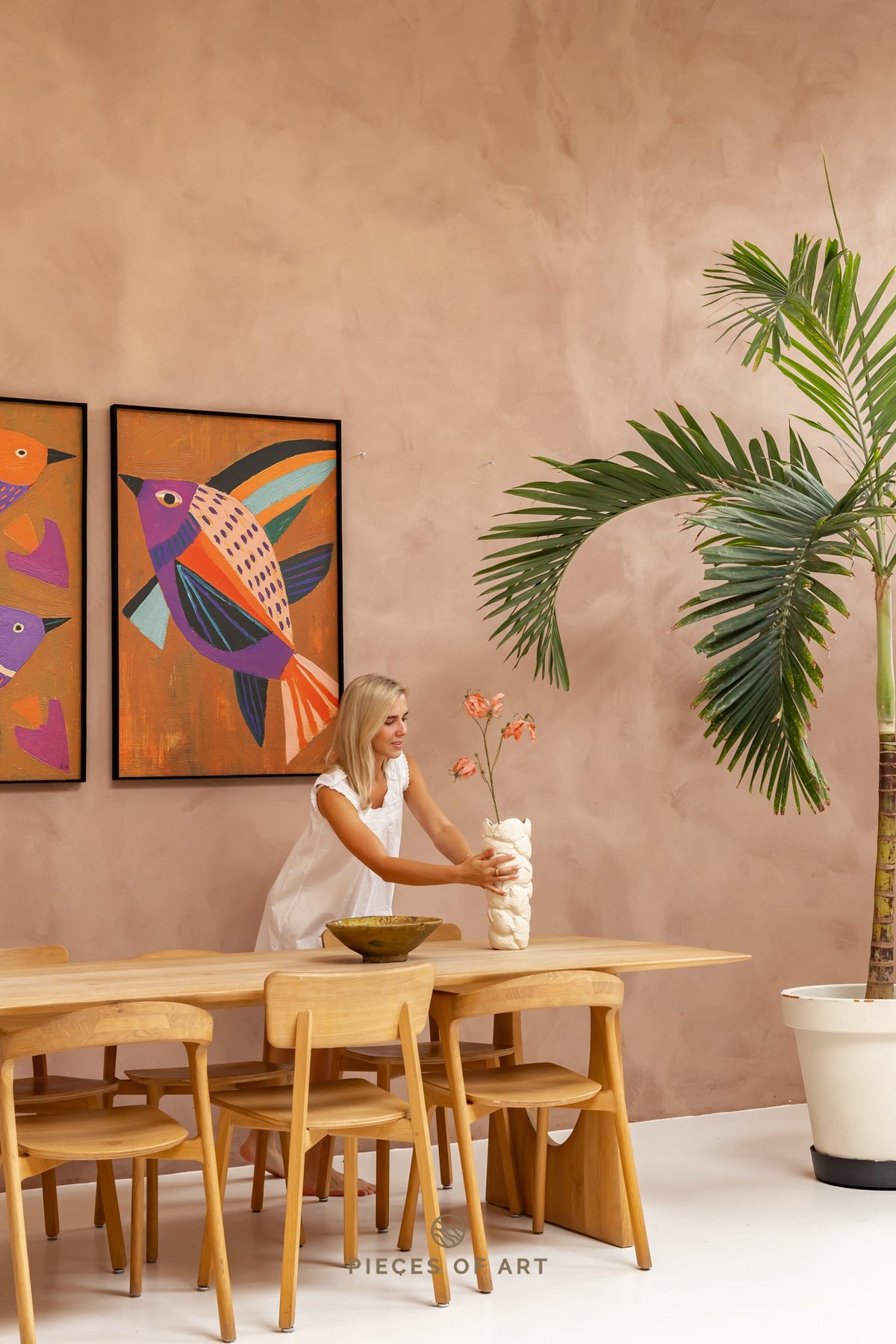 Sound-absorbing artwork, in a home office, with noise reduction