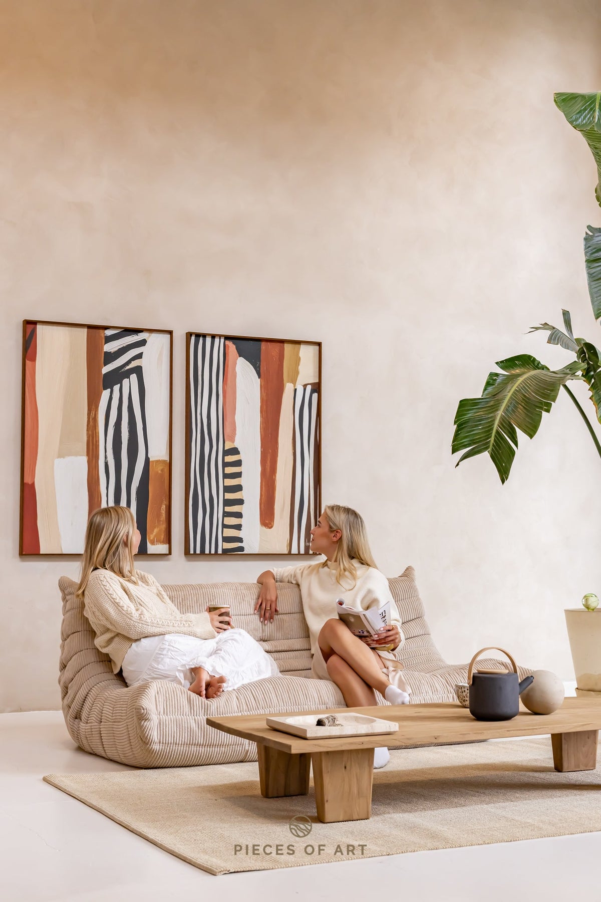 Sound-absorbing artwork, in a home office, that reduces echo
