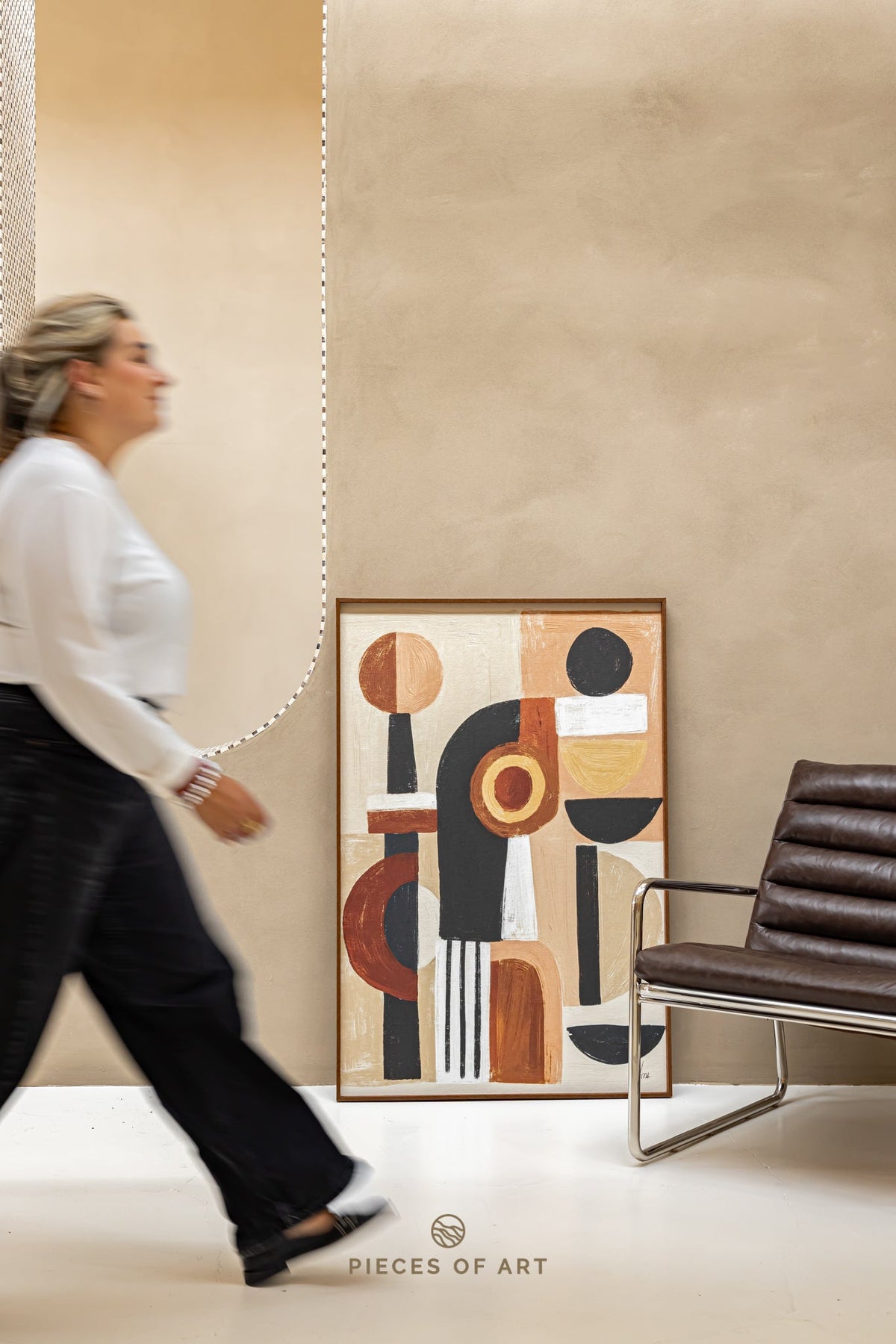 Sound-absorbing artwork, in a meeting room, that reduces reverberation