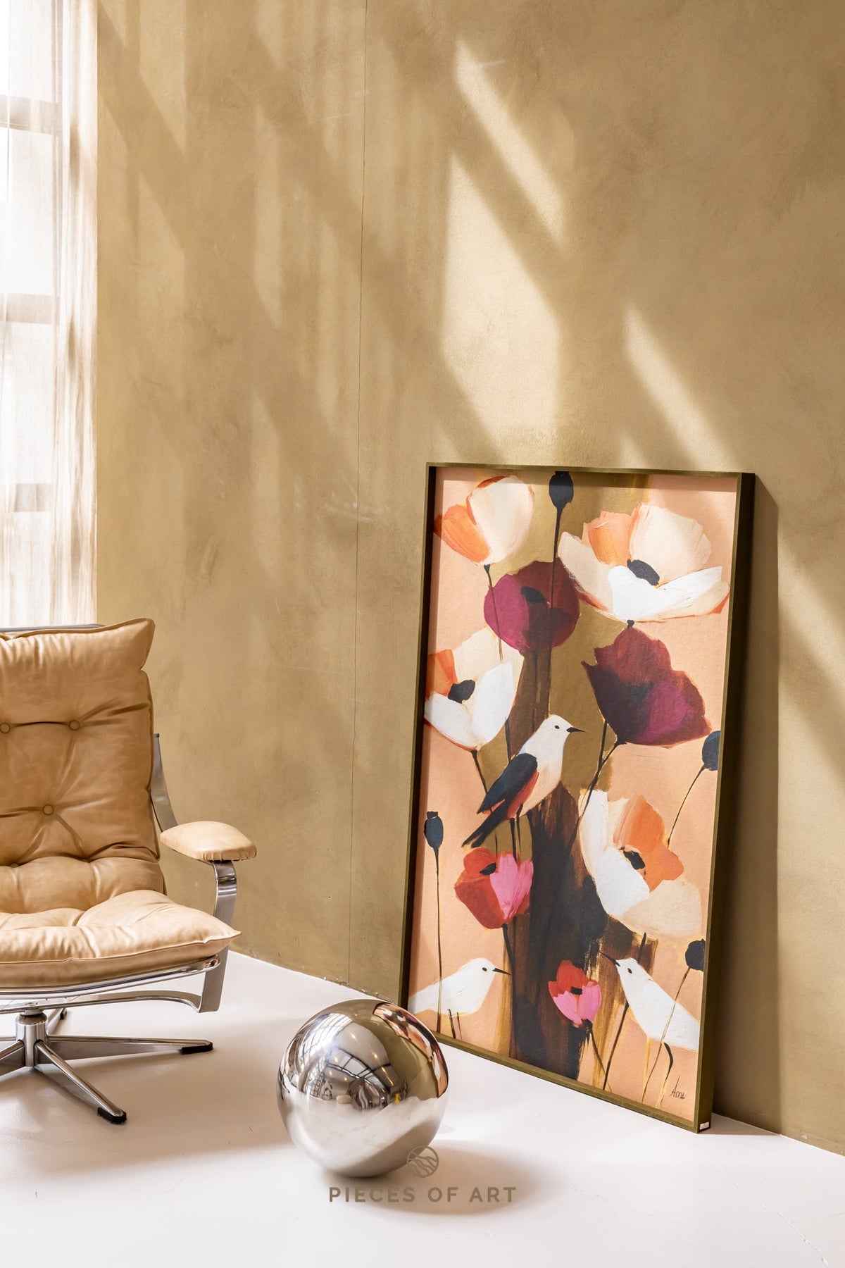 Sound-dampening wall panel, in a bedroom, interior