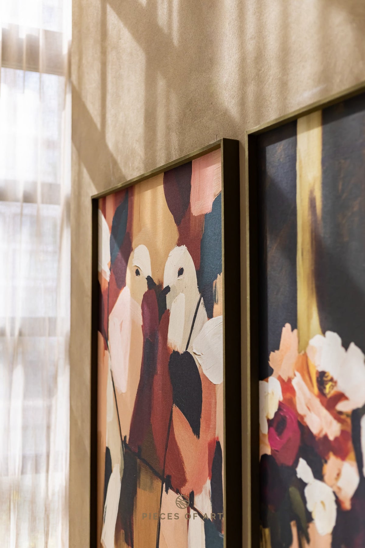 Sound-dampening wall panel, in a living room, that reduces reverberation