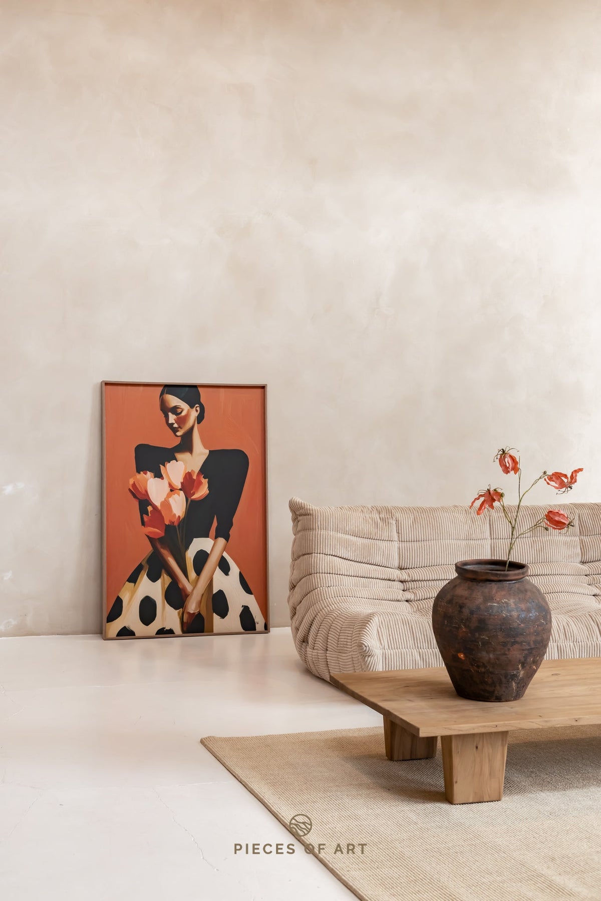 Recycled felt artwork, in a business space